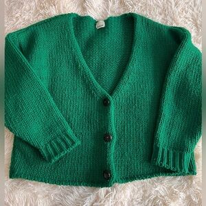 Babaa Green Women's Cardigan Sweater